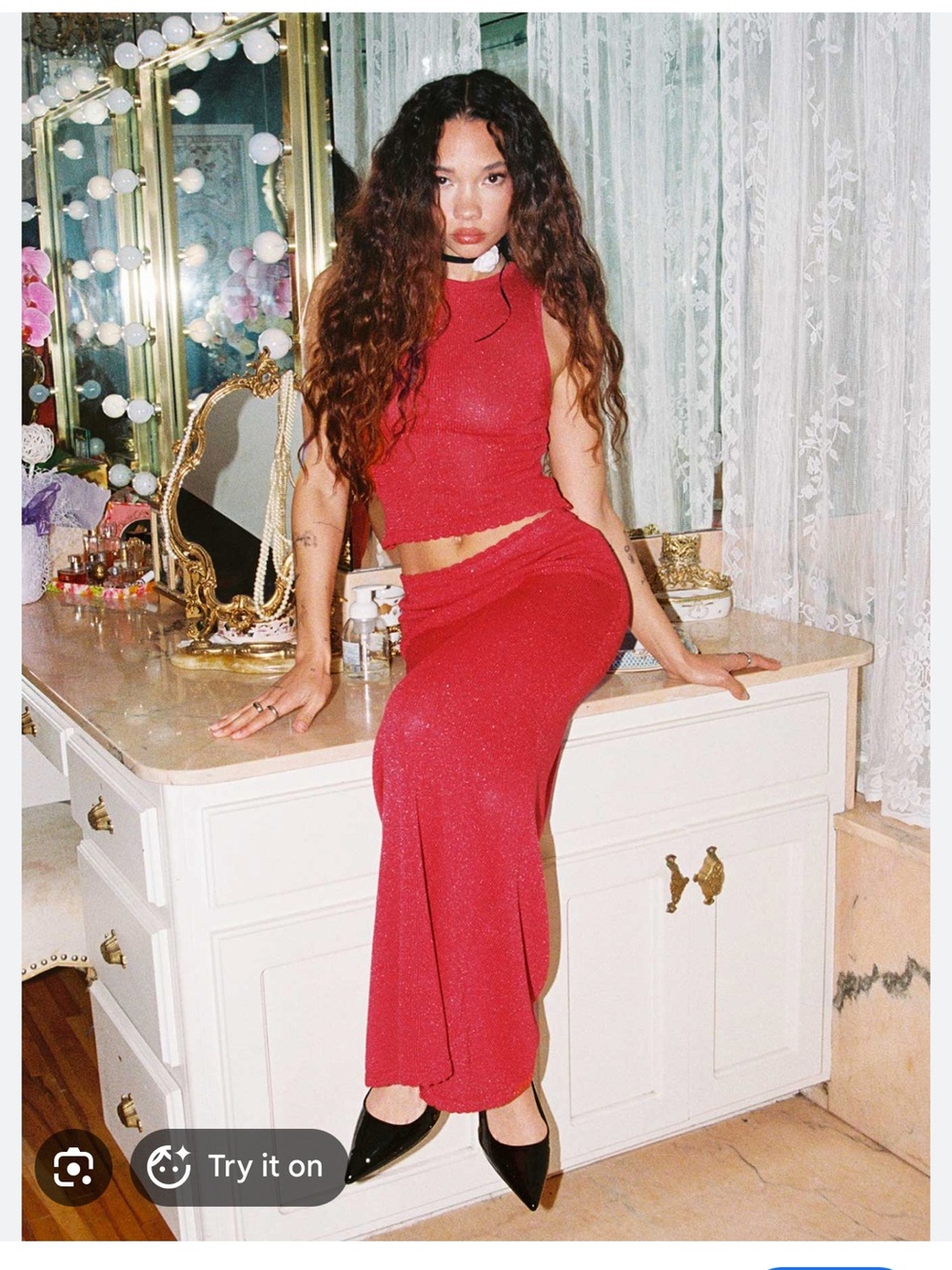 Hugs & Kisses Knit Maxi Skirt Red